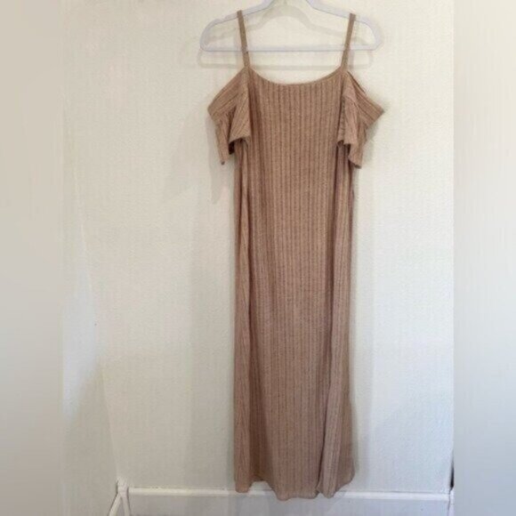 Anthropologie Linen Blend Strap Maxi Dress Boho Neutral Gypsy Feminine Western - Picture 2 of 8